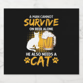 Cat Lover A Man With Beer And Cat ビールラベル (シングルラベル)