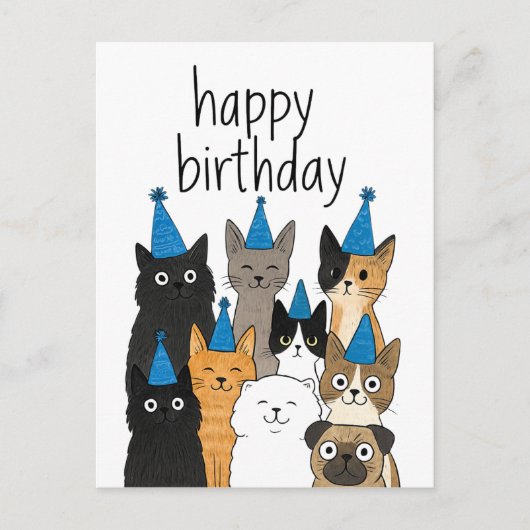 Cat Lover Cards - Cat Party Birthday Card ポストカード (正面)