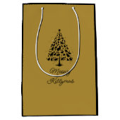 Cat Lover Christmas Tree 1 ミディアムペーパーバッグ (正面)