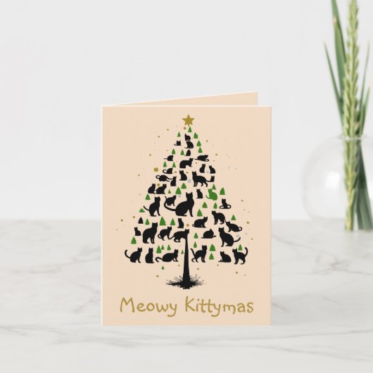 Cat Lover Christmas Tree 2 ノートカード (正面)