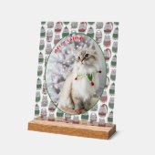 Cat Lover Cute Festive Cat Photo Christmas アクリルサイン (傾斜)
