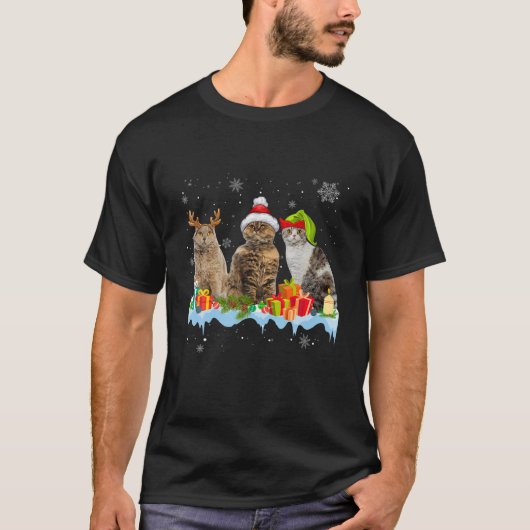 Cat Lover Funny Selkirk Rex Tree Christmas Light Tシャツ (正面)