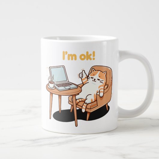 cat lover gift i'm ok ジャンボコーヒーマグカップ (右)