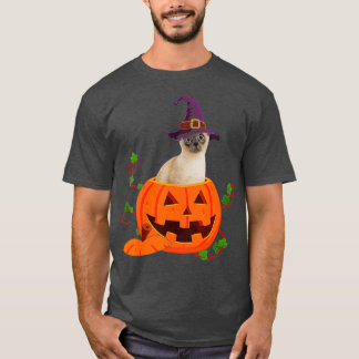 Cat Lover Gifts Funny Siamese Pumpkin Halloween Tシャツ