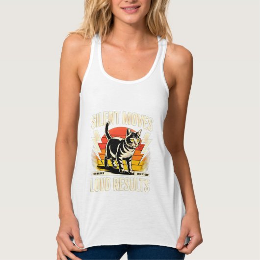 Cat Lover Inspiring Women's Summer Tee Retro Cat タンクトップ (正面)