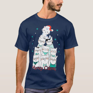 Cat Lover Meowy Catmas Cat Tree Funny Merry Tシャツ