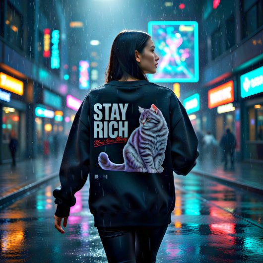 Cat Lover "Mind Over Money" Funny Finance Tee スウェットシャツ