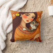 Cat lover Mom Photo  orange クッション (ブランケット)