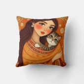 Cat lover Mom Photo  orange クッション (裏面)