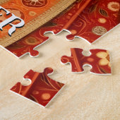 Cat lover Mom Photo orange ジグソーパズル (側面)