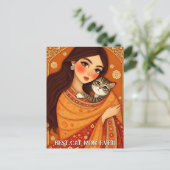 Cat lover Mom Photo  orange ポストカード (スタンド正面)