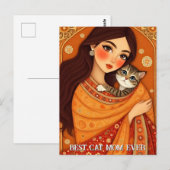 Cat lover Mom Photo  orange ポストカード (正面/裏面)