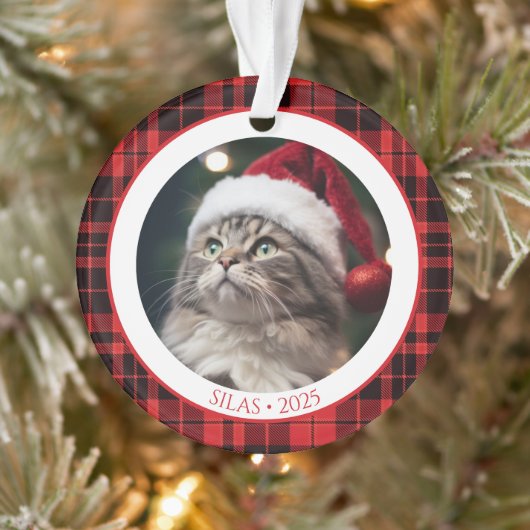 Cat Lover Pet Christmas Photo Ornament with Year オーナメント (ツリー)