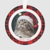 Cat Lover Pet Christmas Photo Ornament with Year オーナメント (正面)