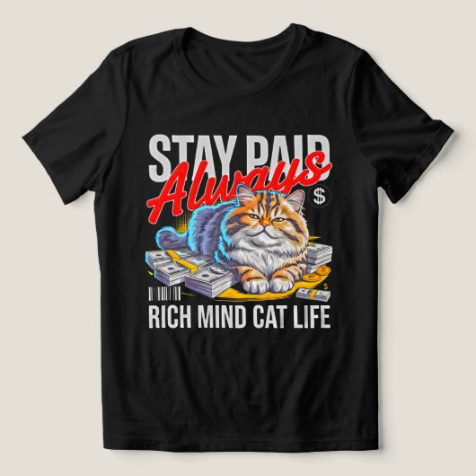 Cat Lover Women Funny Rich Money Stack Design トライブレンドＴシャツ (デザイン正面)