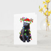 Cat Lover Xmas Lighting Santa Russian Blue Cat Chr カード (黄色い花)