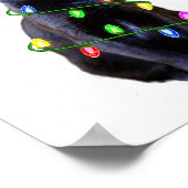 Cat Lover Xmas Lighting Santa Russian Blue Cat Chr ポスター (角)