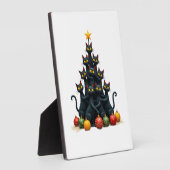 Cat Lovers Cute and Funny Holiday Tree Christmas 2 フォトプラーク (側面)