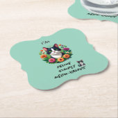 Cat lovers floral Tuxedo cat  ペーパーコースター (アングル)