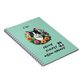 Cat lovers floral Tuxedo cat spiral notebook ノートブック (右側)