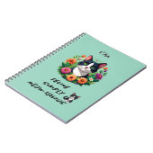 Cat lovers floral Tuxedo cat spiral notebook ノートブック (左側)