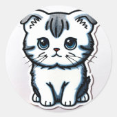 Cat lovers Laptop Water Bottle & Notebook stickers ラウンドシール (正面)