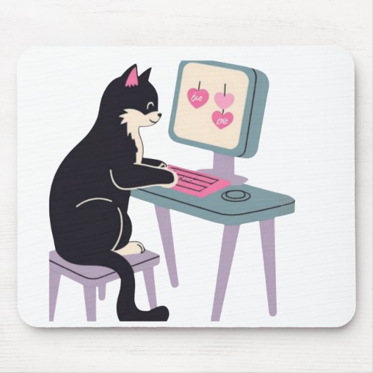 Cat lovers Tuxedo cat Mouse pad  マウスパッド (正面)