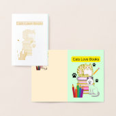 Cat Loves Books 箔カード (ディスプレー)