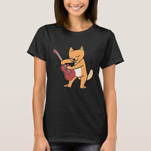 Cat Loves Musical Instruments Plays Guitar Tシャツ (正面)