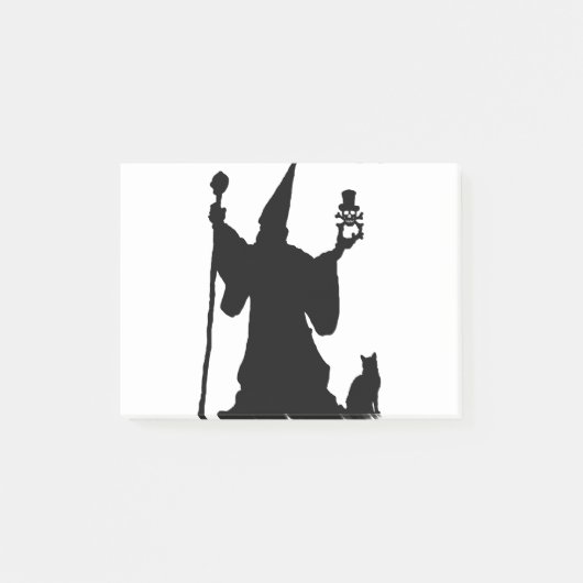 Cat Magic Silhouette Skull Sorcerer Staff Wizard. ポストイット (正面)