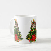Cat Maine Coon Cat Xmas Tree Lights Cat Lover Ugly コーヒーマグカップ (正面左)