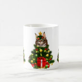 Cat Maine Coon Cat Xmas Tree Lights Cat Lover Ugly コーヒーマグカップ (中央)