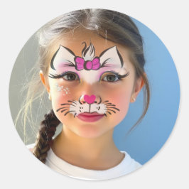 Cat Makeup Classic Round Sticker ラウンドシール