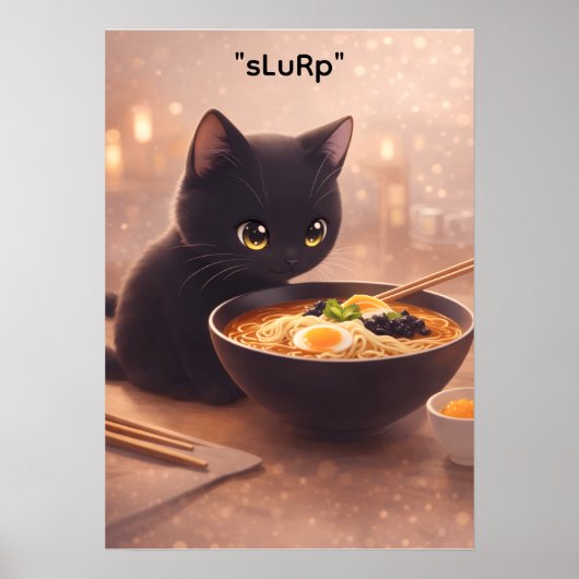 Cat making ramen at 3AM Poster ポスター (正面)