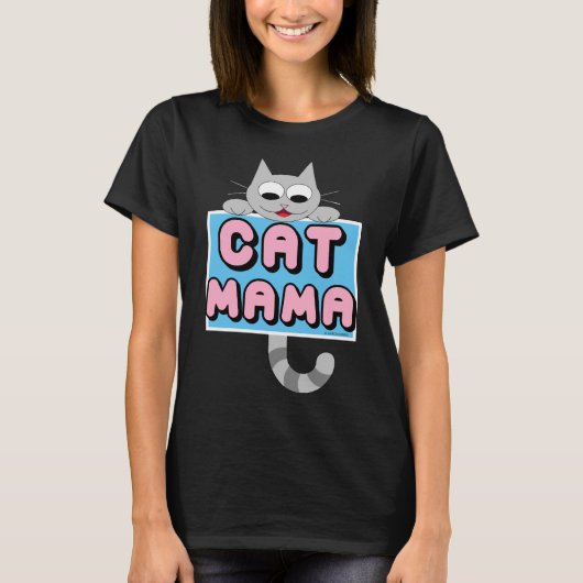 "CAT MAMA" かわいいネコ好きTシャツ Tシャツ (正面)