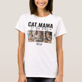 Cat Mama | 3枚の写真コラージュ Tシャツ (正面)