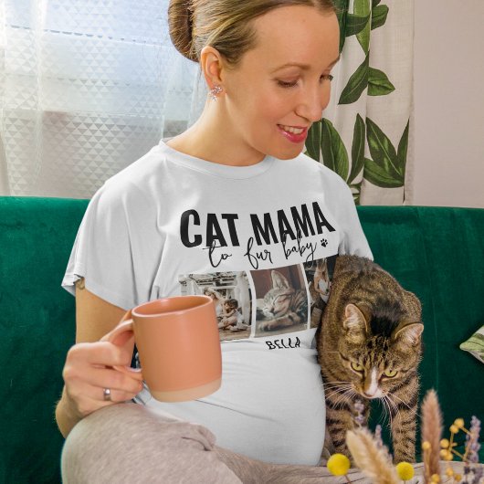 Cat Mama | 3枚の写真コラージュ Tシャツ