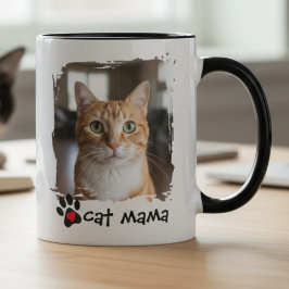 Cat Mama Photo Pet Lover Rescue Advocate ツートーンマグカップ