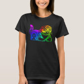 Cat Mandala Rainbow Kitty Geometric Yoga Meditatio Tシャツ (正面)