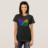Cat Mandala Rainbow Kitty Geometric Yoga Meditatio Tシャツ (正面フル)