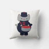 Cat Marching Band Drummer Navy Blue Red クッション (裏面)
