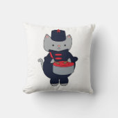 Cat Marching Band Drummer Navy Blue Red クッション (正面)