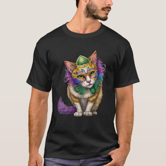 Cat Mardi Gras Happy Mardi Gras Carnival Cat  Kitt Tシャツ (正面)