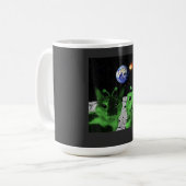 Cat Meme Alien Green Cat Selfie UFO Funny Mug コーヒーマグカップ (正面左)