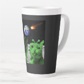 Cat Meme Alien Green Cat Selfie UFO Latte Mug カフェラテマグ (右アングル)
