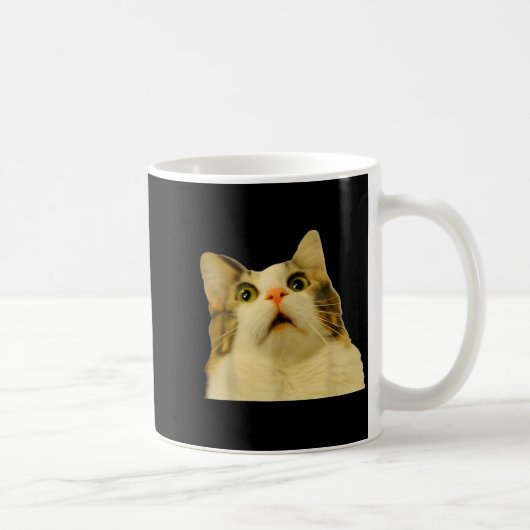 Cat Meme Shock Cat Face Funny Meme Cat Silly Gift  コーヒーマグカップ (右)