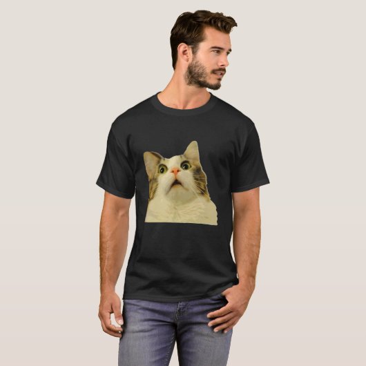 Cat Meme Shock Cat Face Funny Meme Cat Silly Gift Tシャツ (正面フル)