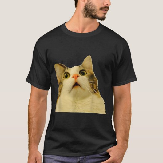 Cat Meme Shock Cat Face Funny Meme Cat Silly Gift Tシャツ (正面)