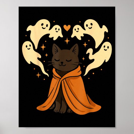 Cat Meme Soky Cute Black Halloween ポスター (正面)
