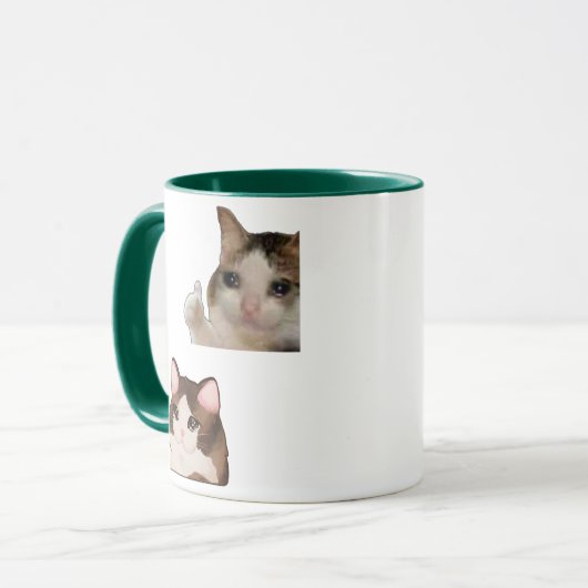 Cat Meme Thumbs Up Funny OK Cat Meme Kitten Mug マグカップ (正面左)